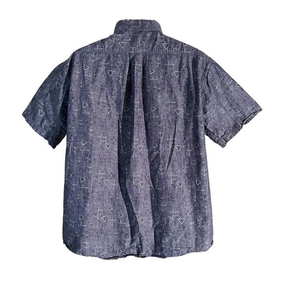 SOLARIS Men's Short Sleeve Button Down Cotton Gray Shirt Large - Picture 3 of 5